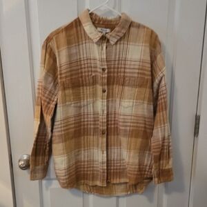 Womens MADEWELL Shacket Plaid Button-Up Shirt